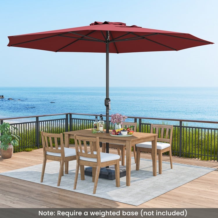 Costway 12-Foot Patio Umbrella - Red with Crank Handle and 8 Ribs
