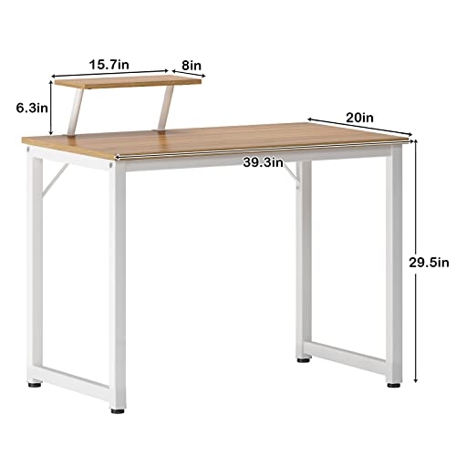 Sdhyl Computer Desk - 40 Inch Modern Desk With Storage Shelves