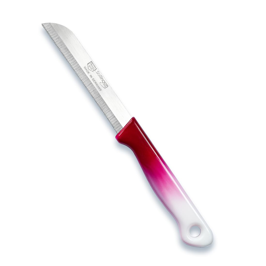 Kochmann Solingen Kitchen All-Purpose Knife Set in Raspberry White, 6 pieces with ergonomic handles.