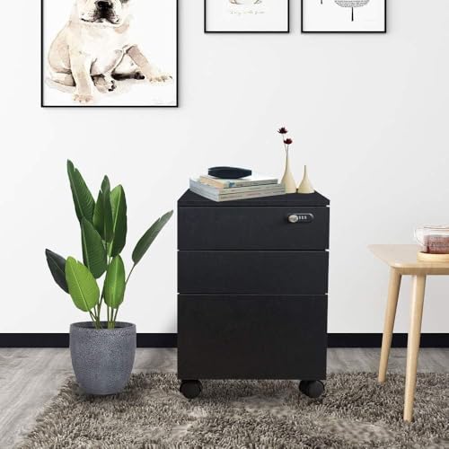 Happy Home Portable File Cabinet With 3 Drawers - Secure Storage For Office Documents
