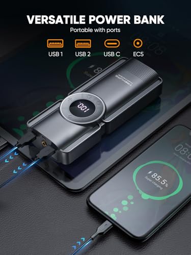 Trekure 5-In-1 Car Battery Jump Starter With Air Compressor & Led Light