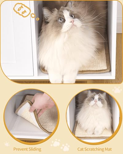 Hzuaneri Cat Litter Box Enclosure - Stylish Hidden Furniture With Scratching Mat