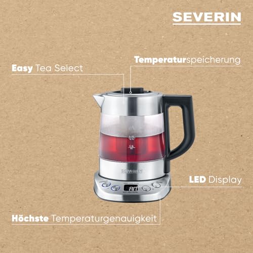 Severin Wk 3473 Glass Tea Kettle Deluxe Mini With Temperature Control