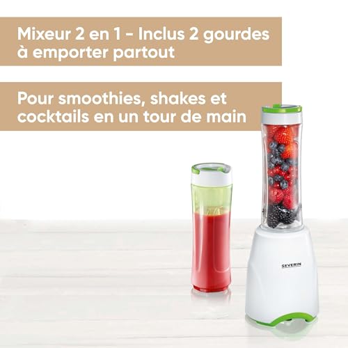 Severin Smoothie Mix & Go Blender With 2 Containers - Perfect For On-The-Go Smoothies