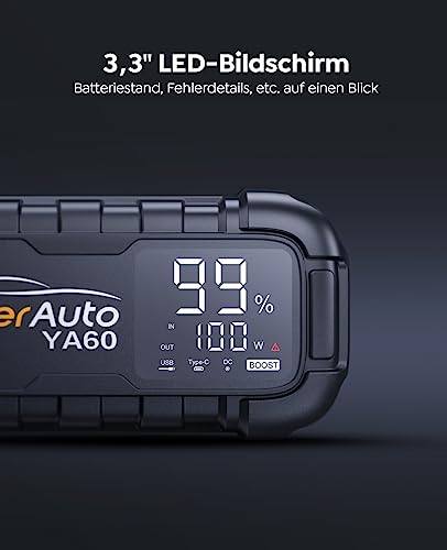 Yaberauto Ya60 Power Bank Jump Starter - 6000A Peak Current, Fast Charging