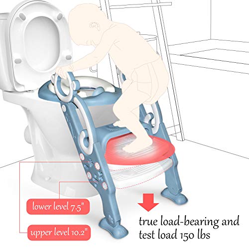 Growthpic Toddler Potty Training Seat With Step Stool Ladder - Adjustable & Foldable