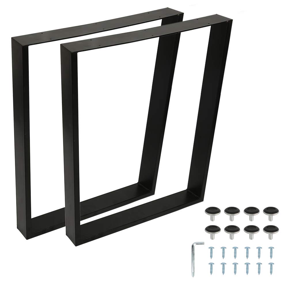 Belfoyer Pack of 2 Black Metal Table Legs for Industrial Style Furniture