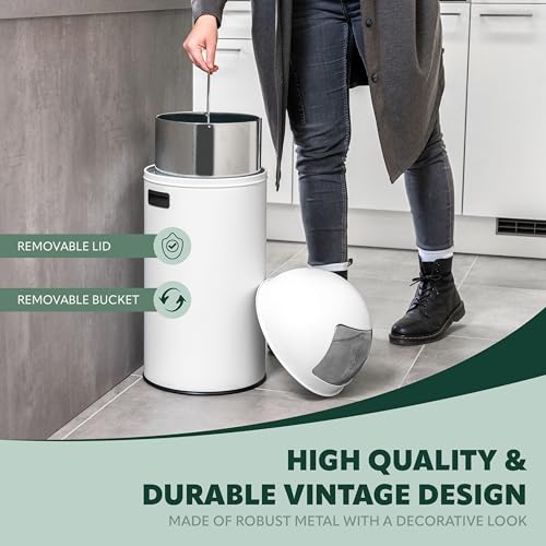 Eluno 35L Push Bin Retro Trash Can With Removable Lid - Elegant Design