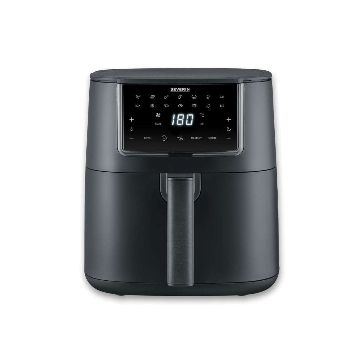 Severin FR 2462 Air Fryer in black with a large 7L basket and touch display