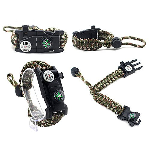 Manswill Adjustable Survival Bracelet With 20-In-1 Emergency Tools