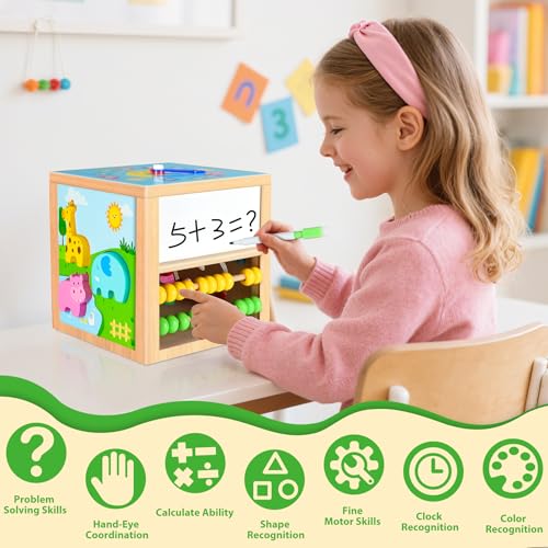 Jojoin Wooden Activity Cube - Montessori Toy For 1-3 Year Olds - Fun Learning Experience