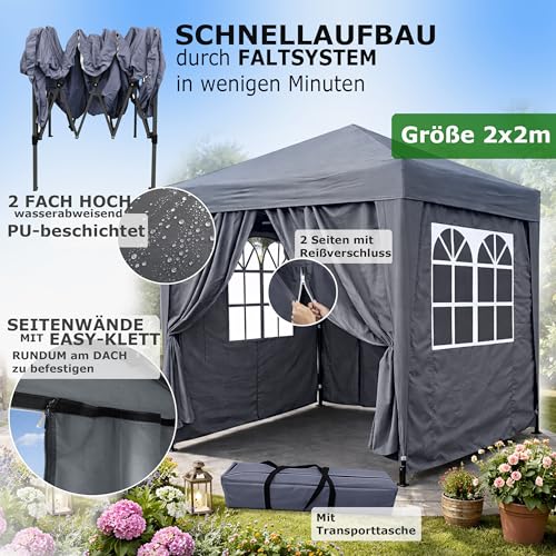 Quick Star Pop Up Gazebo 2 X 2 M With Easy Velcro Side Walls