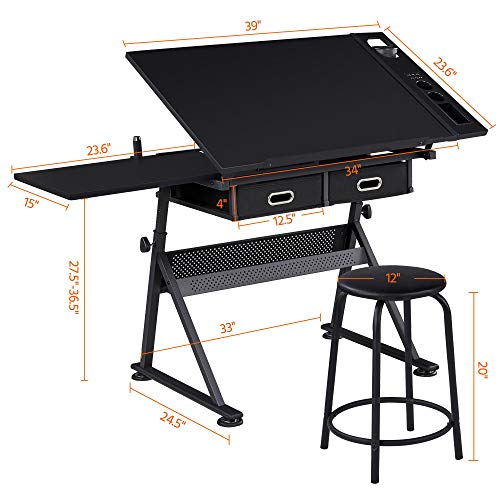 Yaheetech Drafting Table For Artists - Adjustable Height & Easy Angle