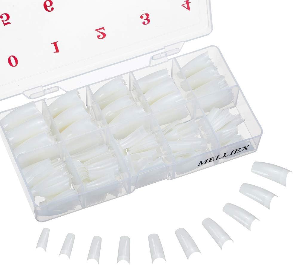 MELLIEX Natural Acrylic French False Nail Tips - 500 Pieces