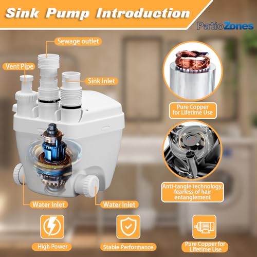 Patio Zone Advanced Utility Sink Pump-Pro - Compact Drain Pump For Waste Water Removal