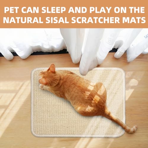 Uotey 2 Pieces Rabbit Scratcher Mat - Durable Sisal Pads For Cats & Bunnies