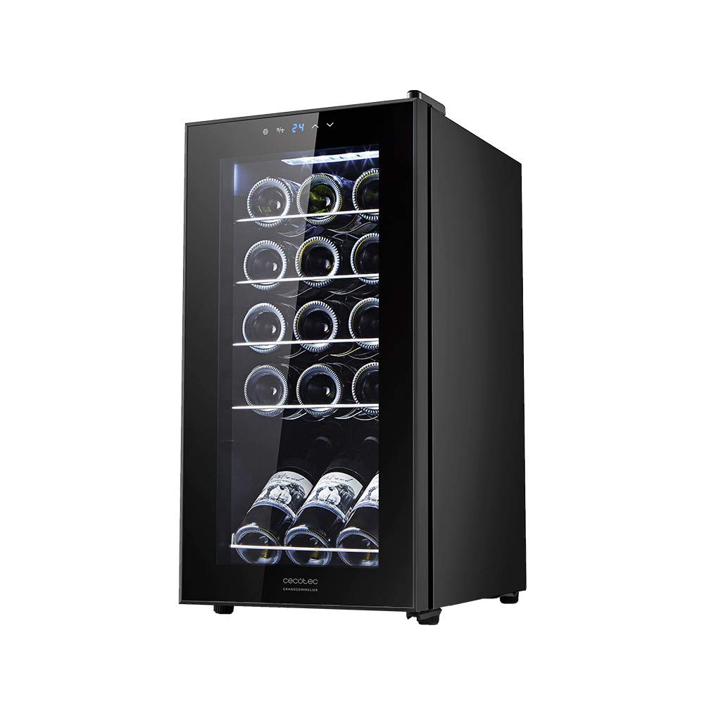 Cecotec GrandSommelier 1500 Wine Cellar in black with stainless steel shelves