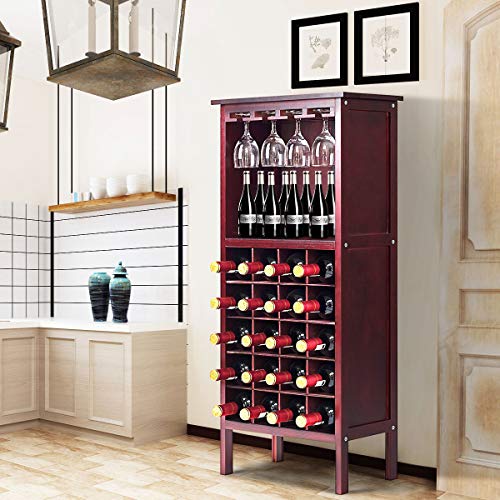 Goplus Wooden Wine Rack With 2 Shelves - Stylish Storage Solution