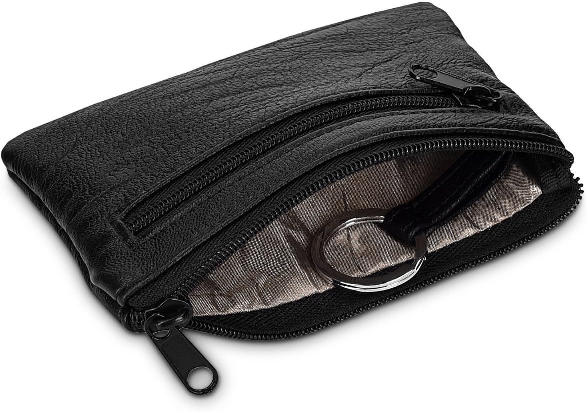 kwmobile RFID Key Case Zippered Black Imitation Leather