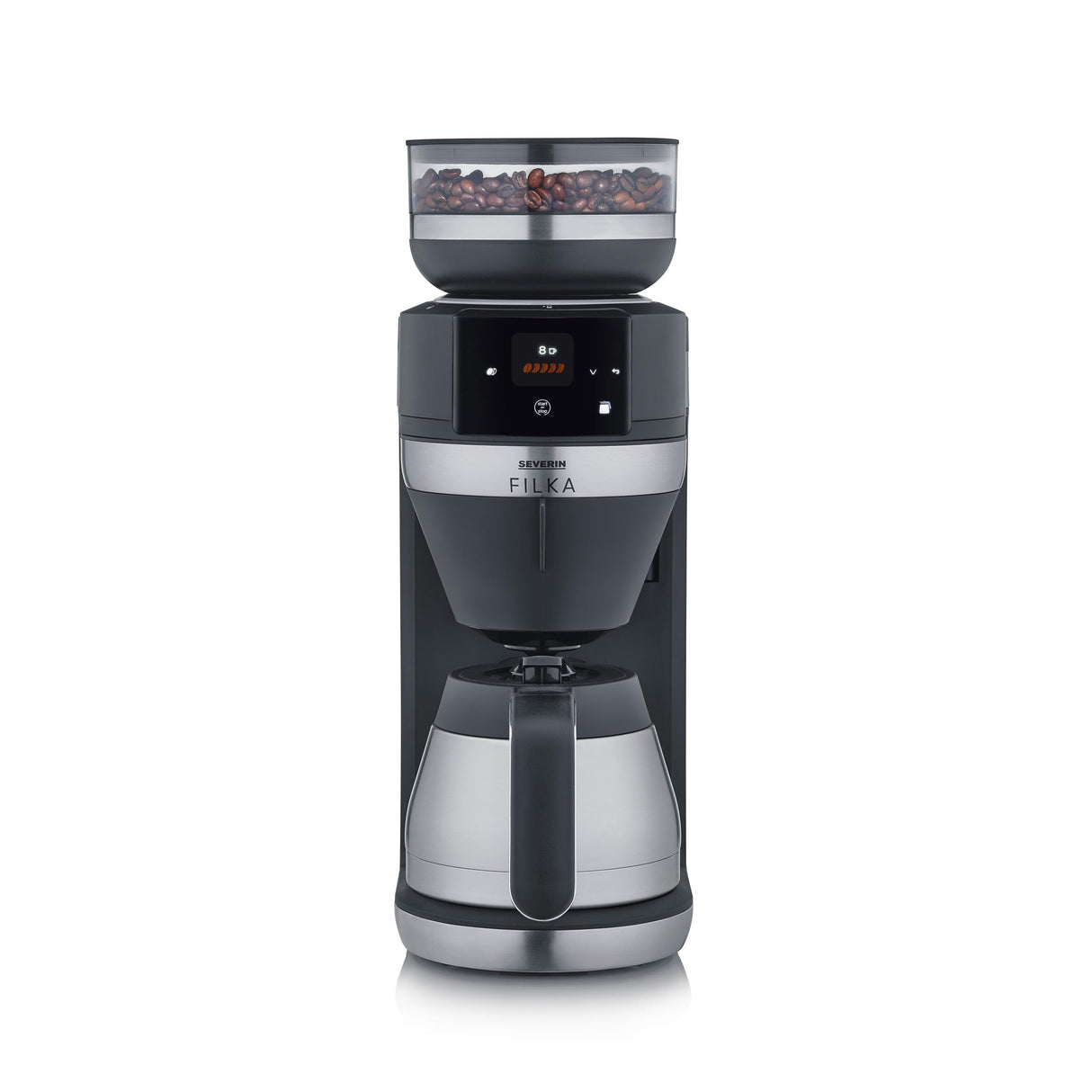 Severin FILKA Fully Automatic Coffee Maker in Matte Black and Stainless Steel
