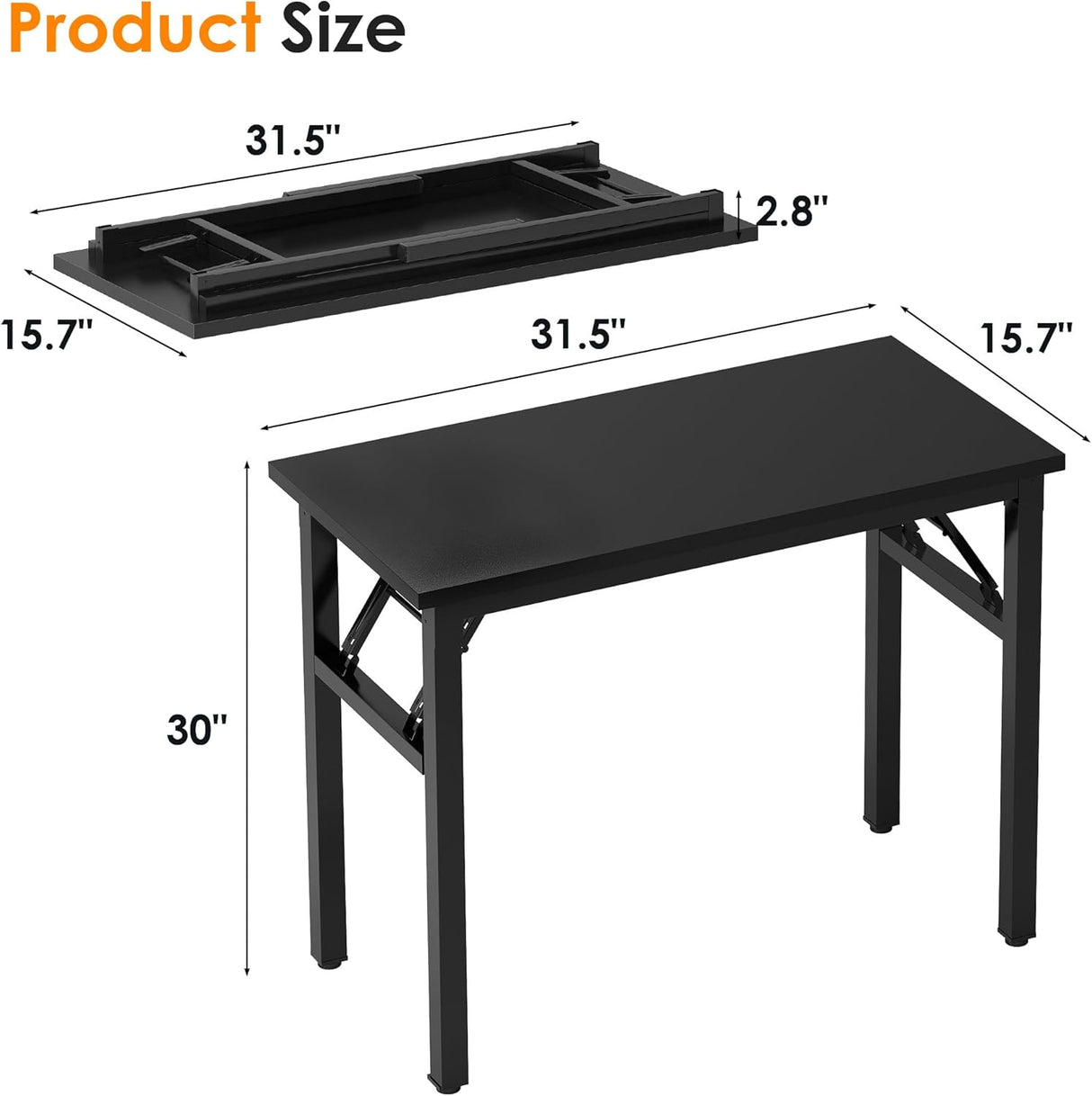 Need Folding Computer Desk - black, 31.5 inch, compact design