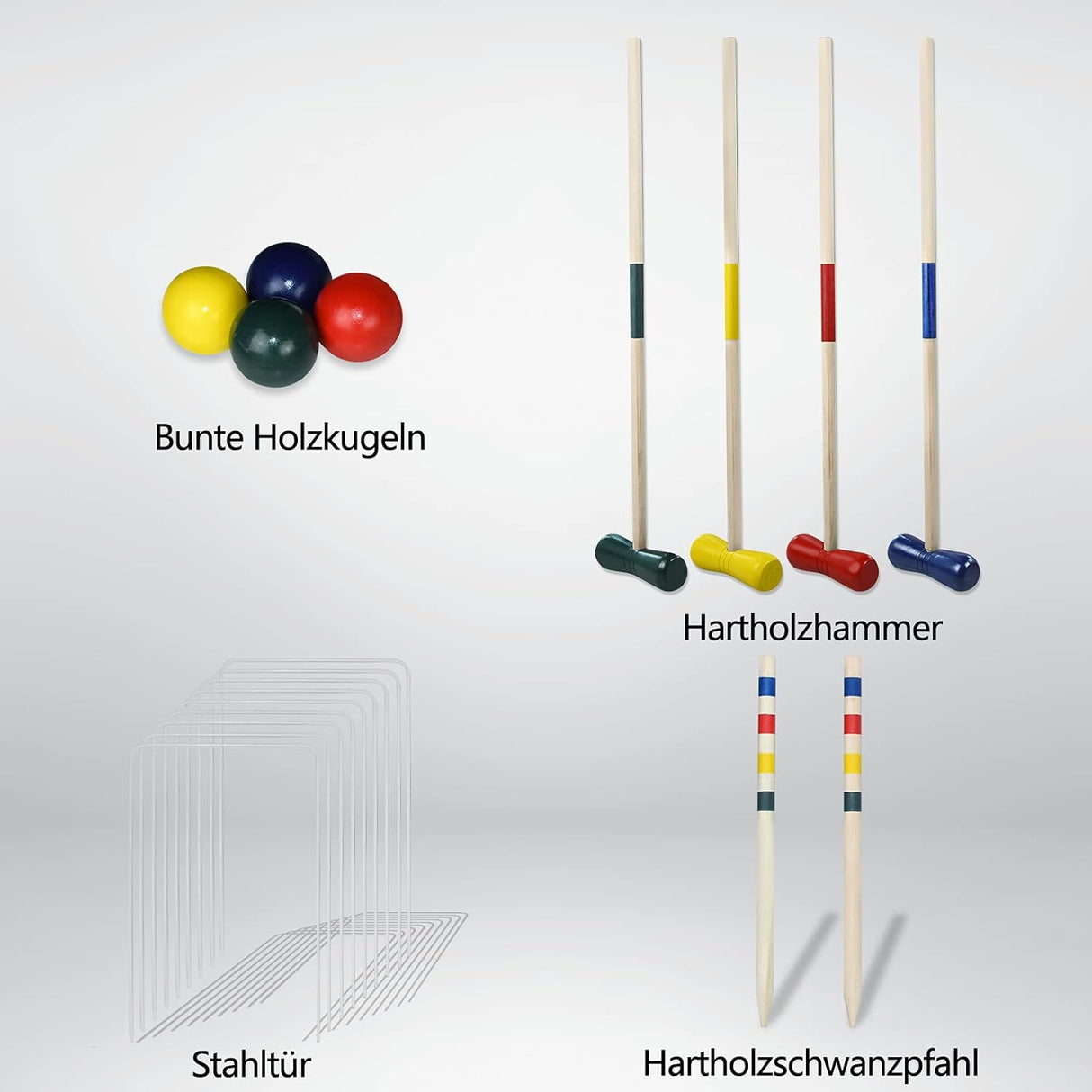 UISEBRT Croquet Set - Wooden Game for 4 Players