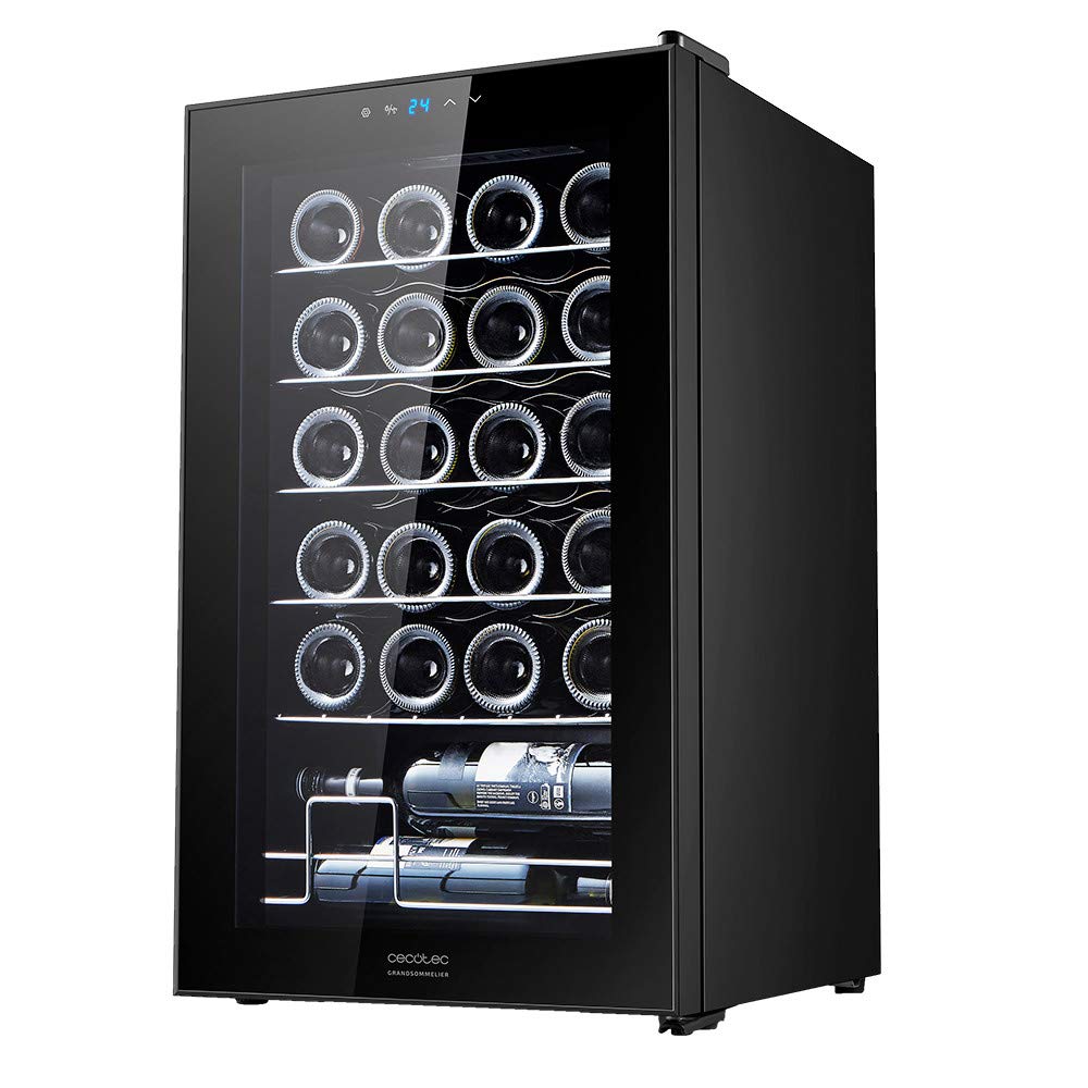 Cecotec GrandSommelier 2400 Wine Cooler in black with touch control panel