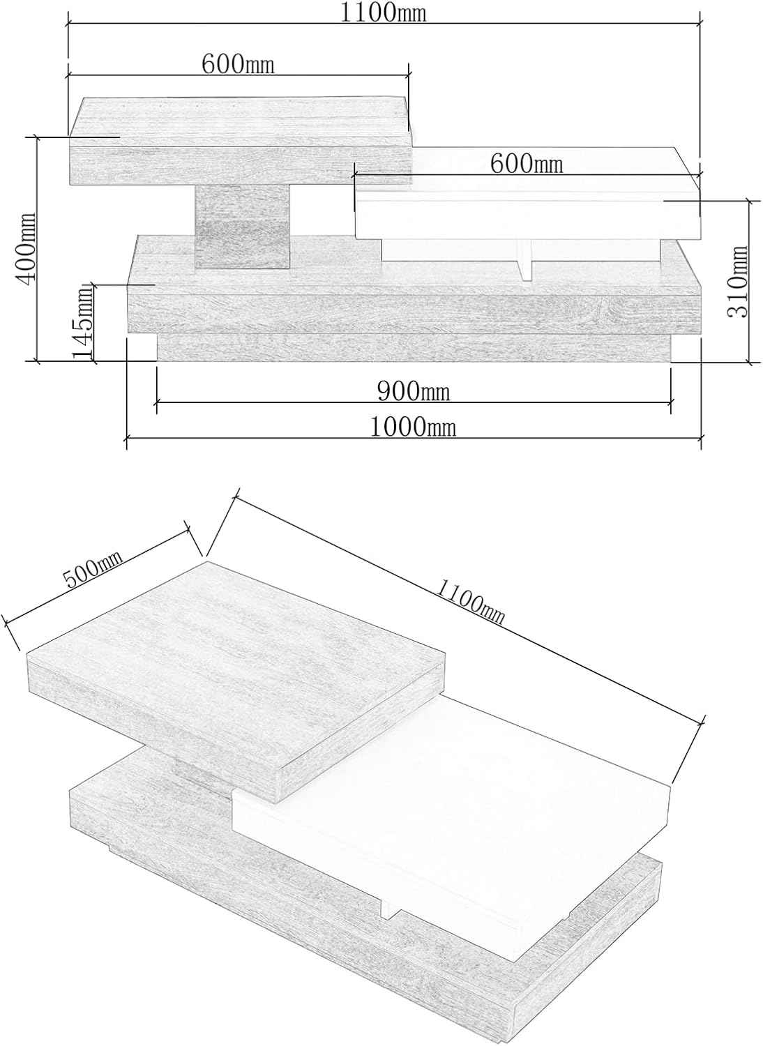 ModernDesign Rotating Coffee Table - Mobile Controlled Lights