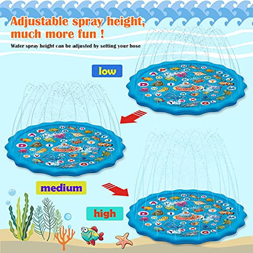 Paochocky Kids Splash Pad Sprinkler Play Mat - Fun Learning Water Toy