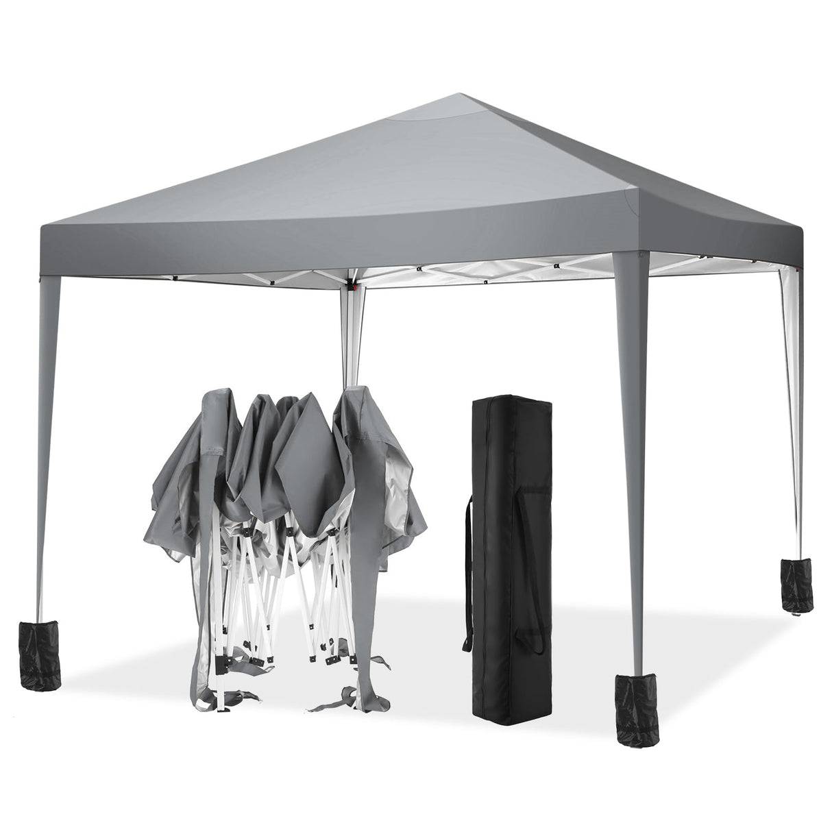 Tooluck 3x3m folding gazebo in grey with sandbags, perfect for outdoor events.