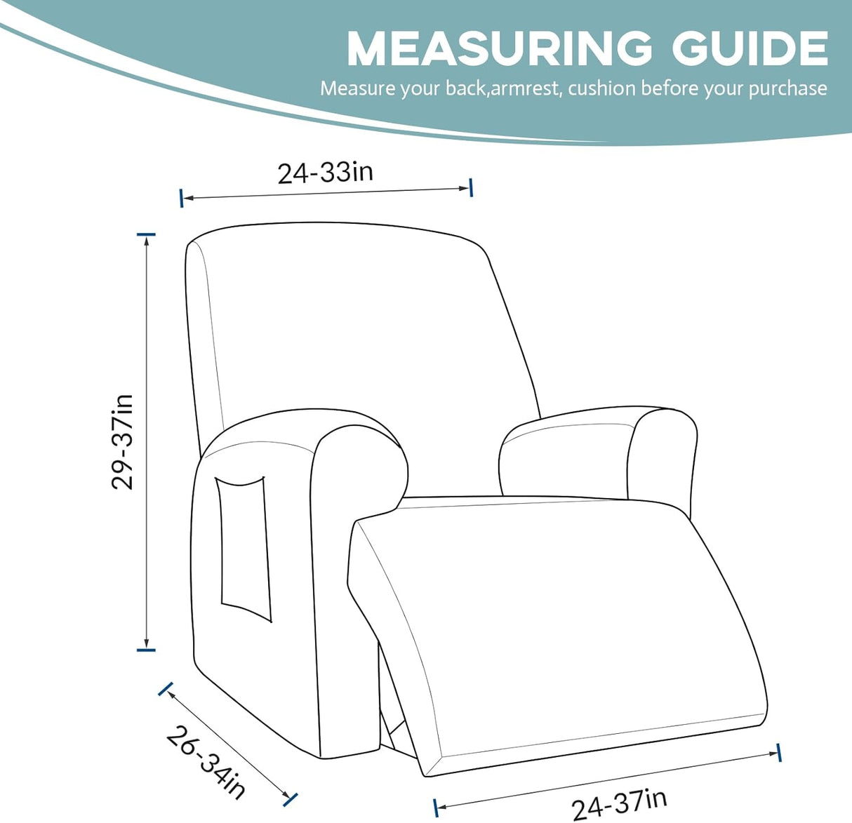 Recliner Chair Cover for Lazy Boy Recliners - Black, Stretch Fabric