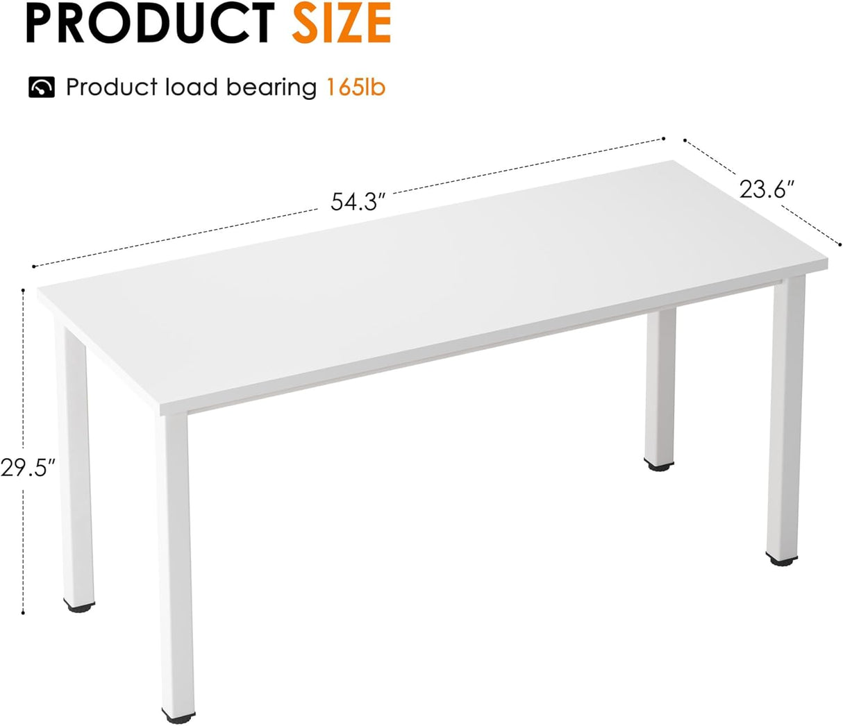 Home Office Solutions Modern 54.3 Inch White Computer Writing Desk - white finish