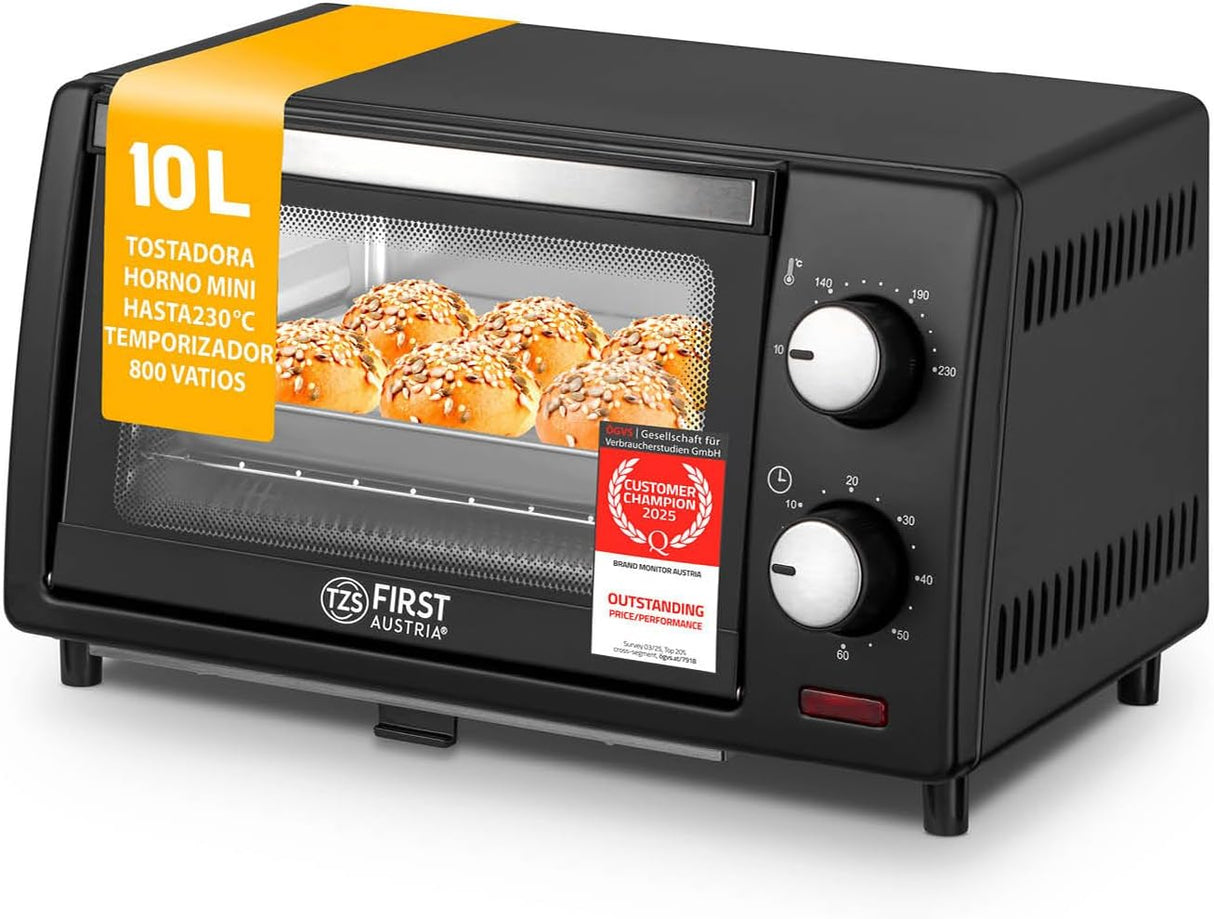 TZS First Austria 10L 800W Mini Oven with 230°C Temp Control