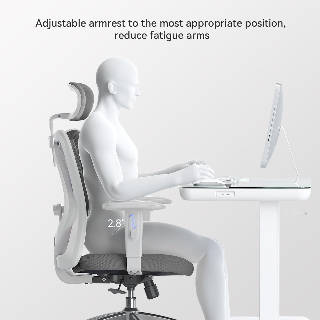 SIHOO M18 Ergonomic Office Chair - Dark Grey with Adjustable Headrest and Lumbar Support