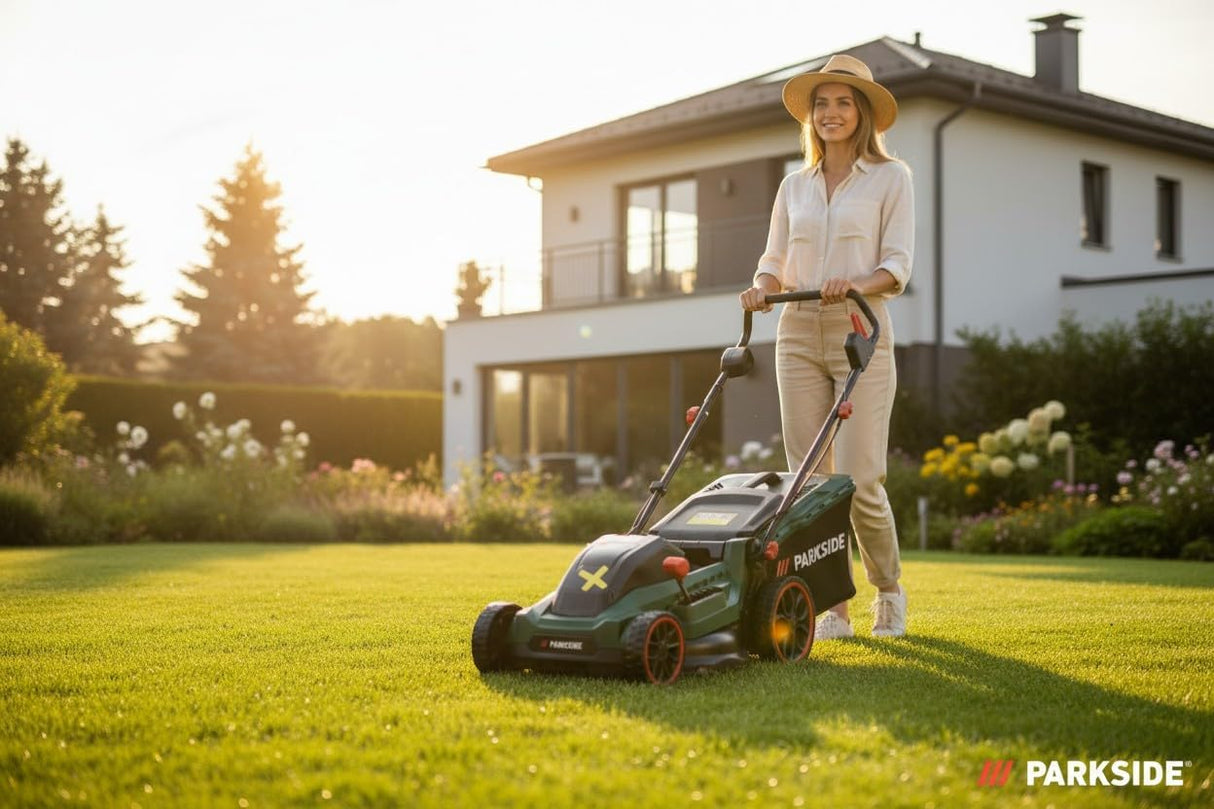 Parkside X20V Cordless Lawnmower With 7 Cutting Settings & Brushless Motor