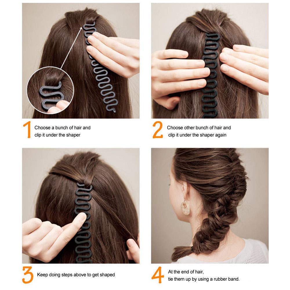Cheeroyal 3-Piece French Hair Braiding Tool Set Black White Gray