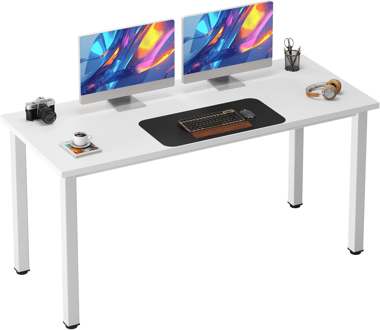Home Office Solutions Modern 54.3 Inch White Computer Writing Desk - white finish