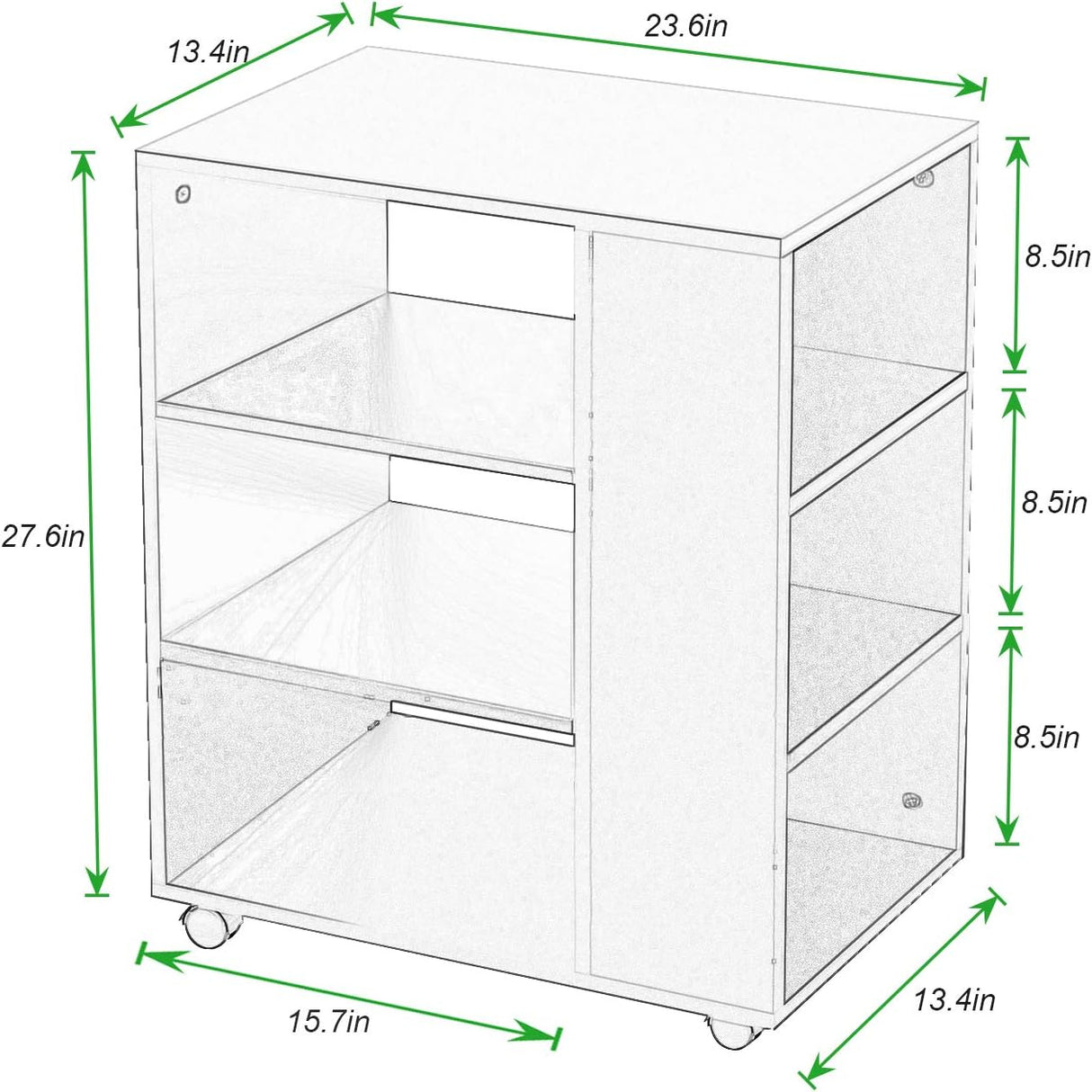 Soges Mobile Printer Stand File Cabinet - White