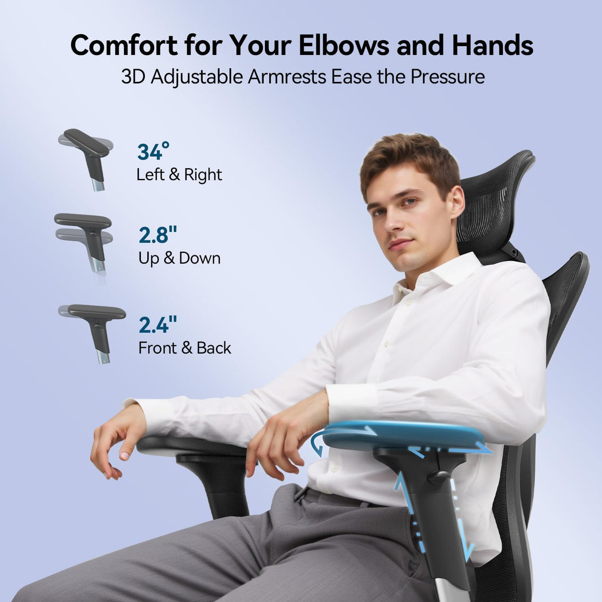 SIHOO M57 Ergonomic Office Chair - Black with adjustable headrest and lumbar support