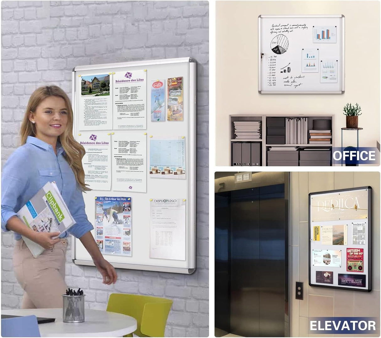 Swansea Enclosed Lockable Whiteboard Noticeboard - White, Magnetic Display Case