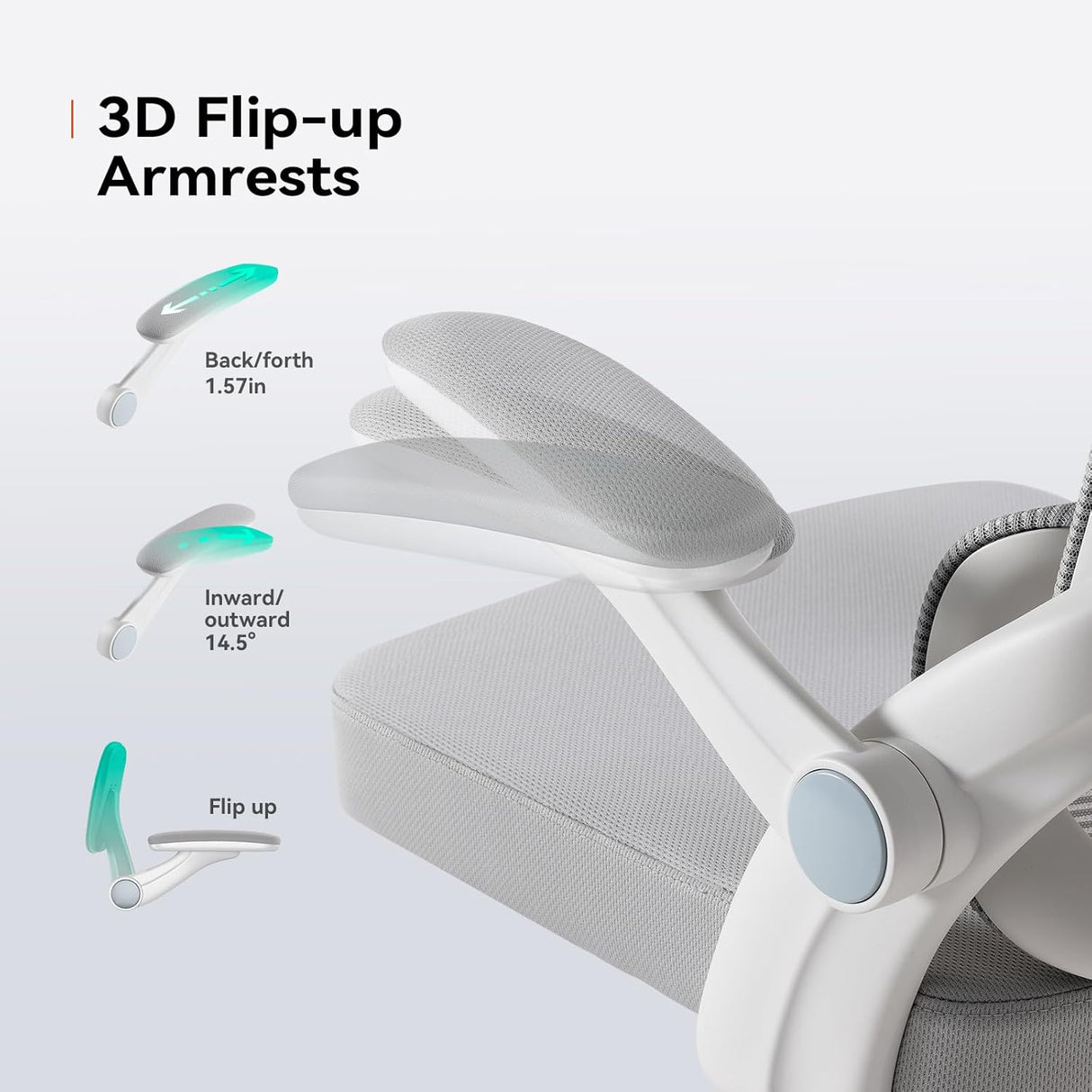 SIHOO M102C Ergonomic Office Chair - White with 3D Armrests and Adjustable Headrest