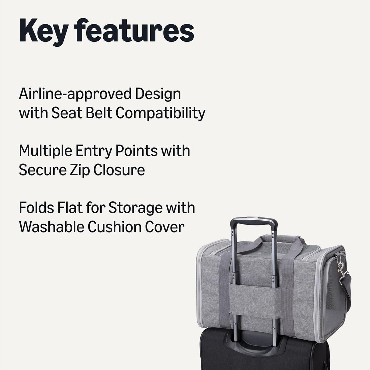 Amazon Basics Soft Pet Carrier - Grey, airline-approved and foldable