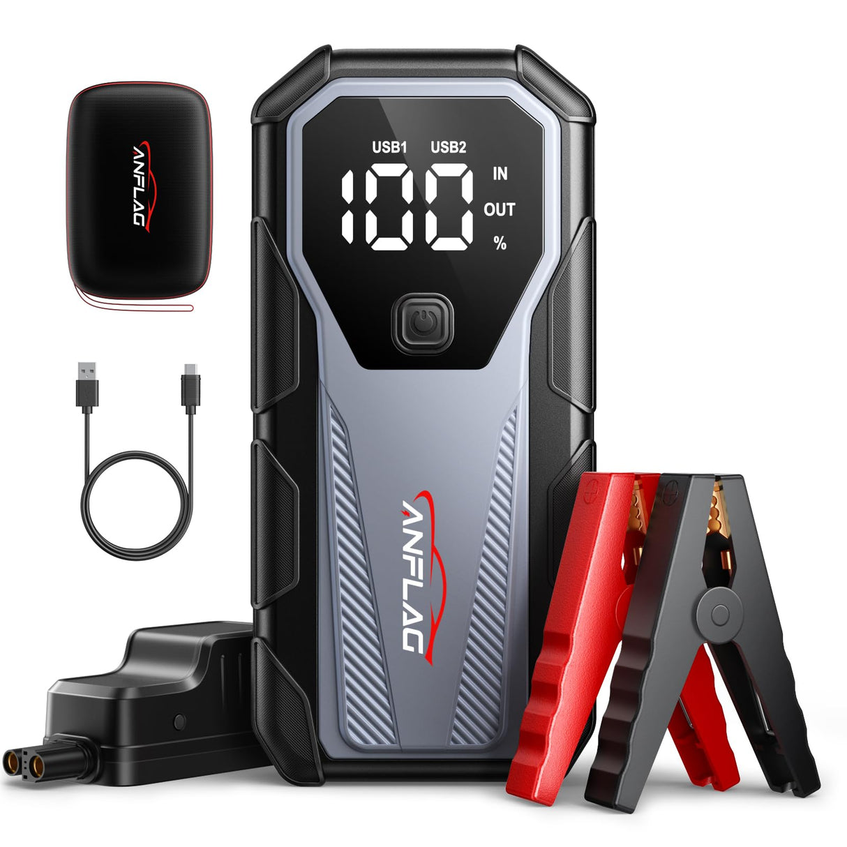 ANFLAG Car Jump Starter Power Bank with LED light and USB ports
