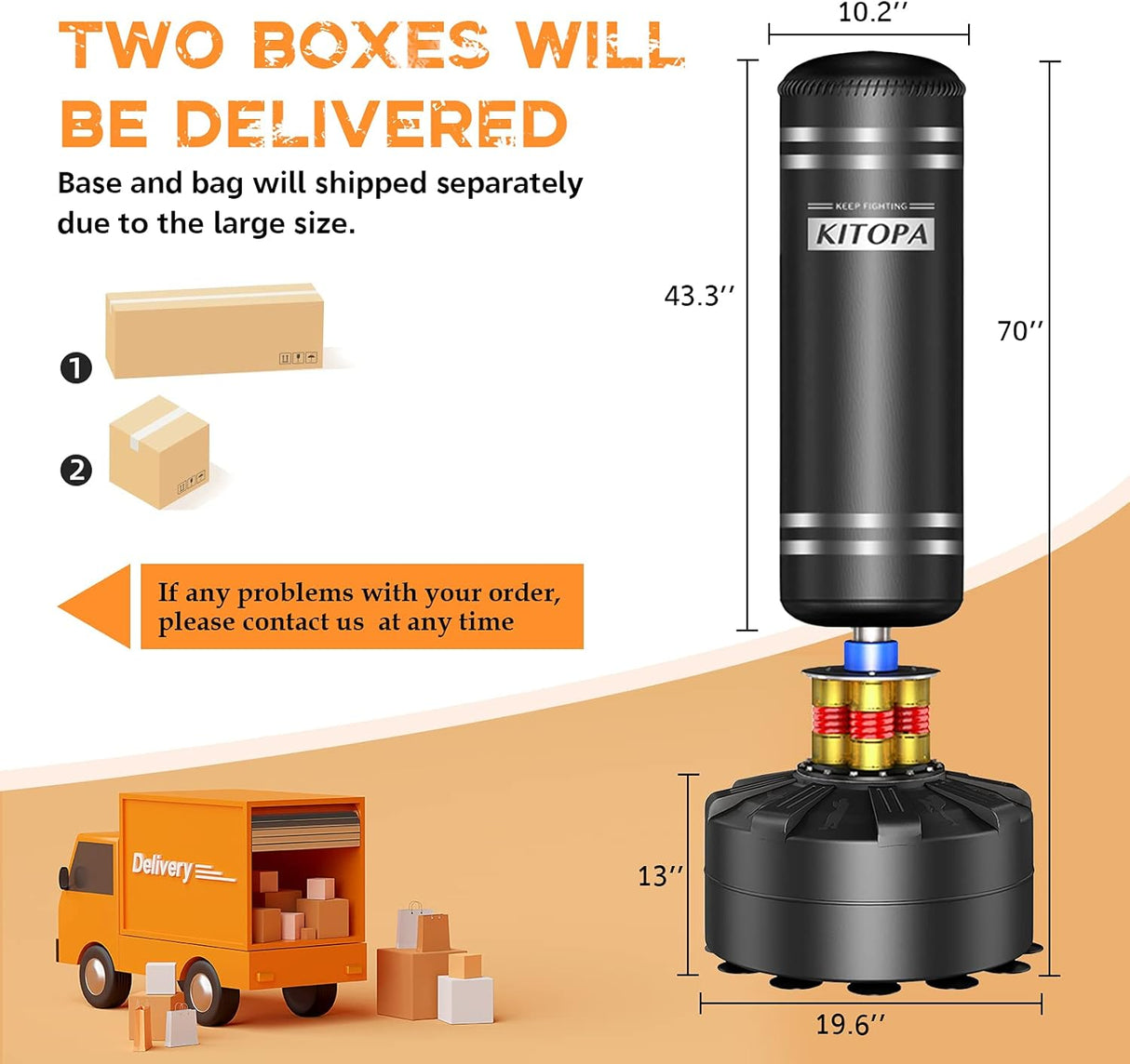 Kitopa Free Standing Punching Bag - 178cm with Suction Base