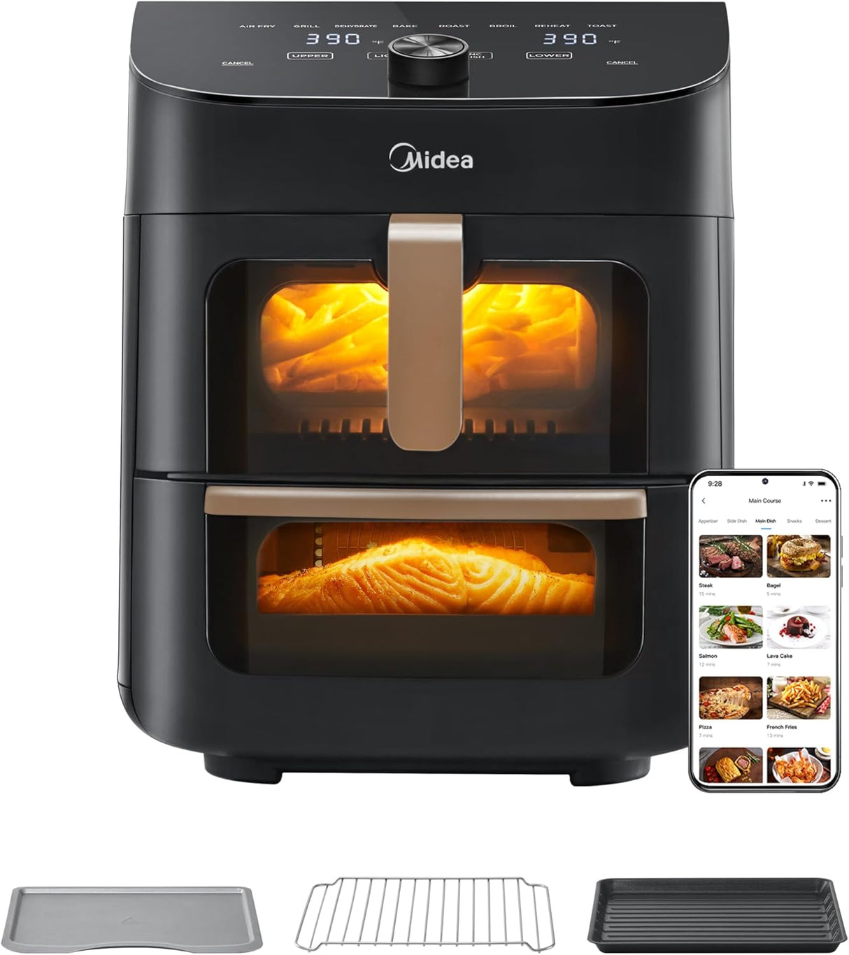 Midea 11L Dual Zone Air Fryer Oven - Wi-Fi Alexa Smart Connectivity