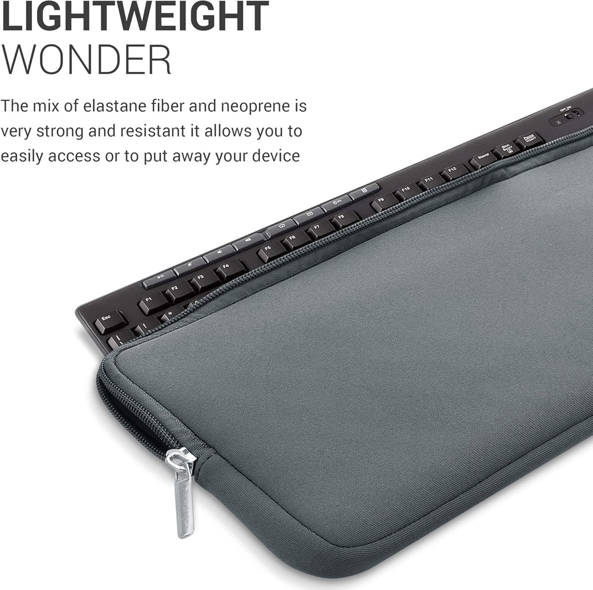 kwmobile Neoprene Pouch - Grey keyboard protection