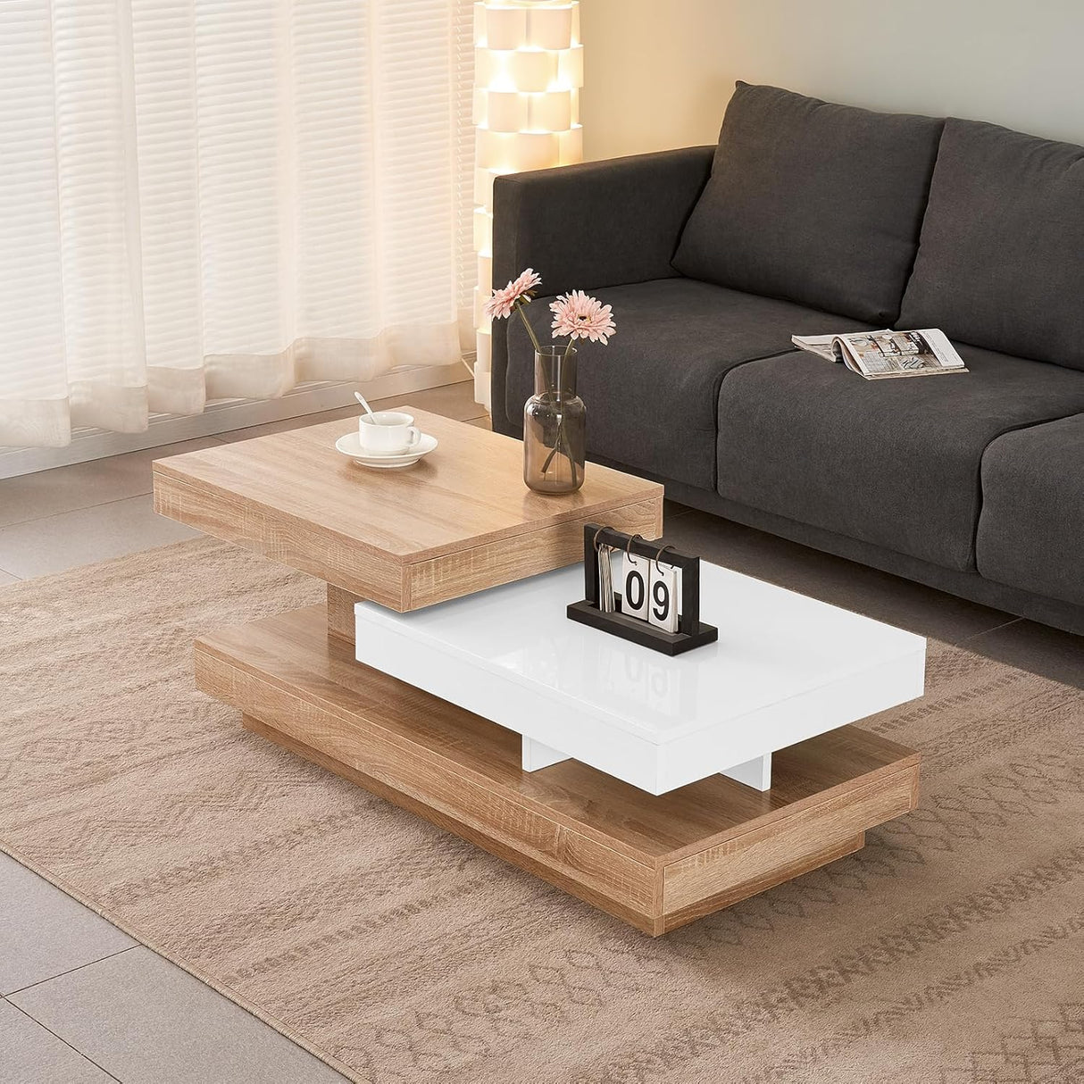 ModernDesign Rotating Coffee Table - Mobile Controlled Lights