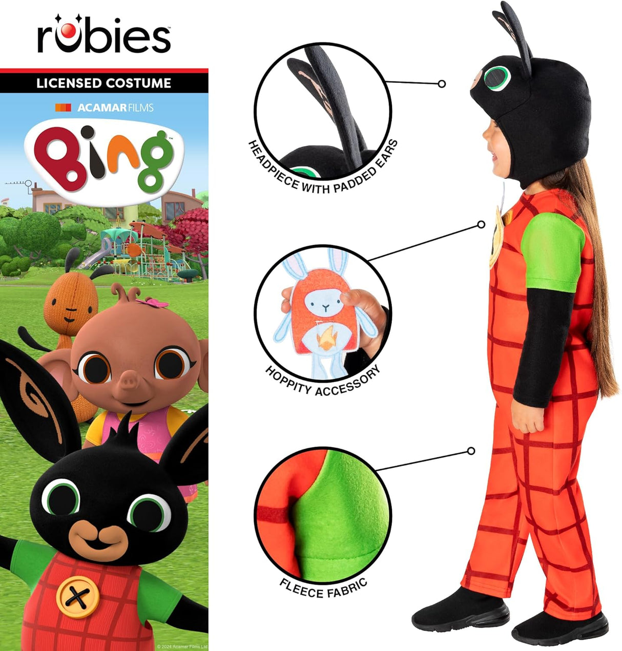 Rubies Official Bing Deluxe Child Costume - Kids Fancy Dress