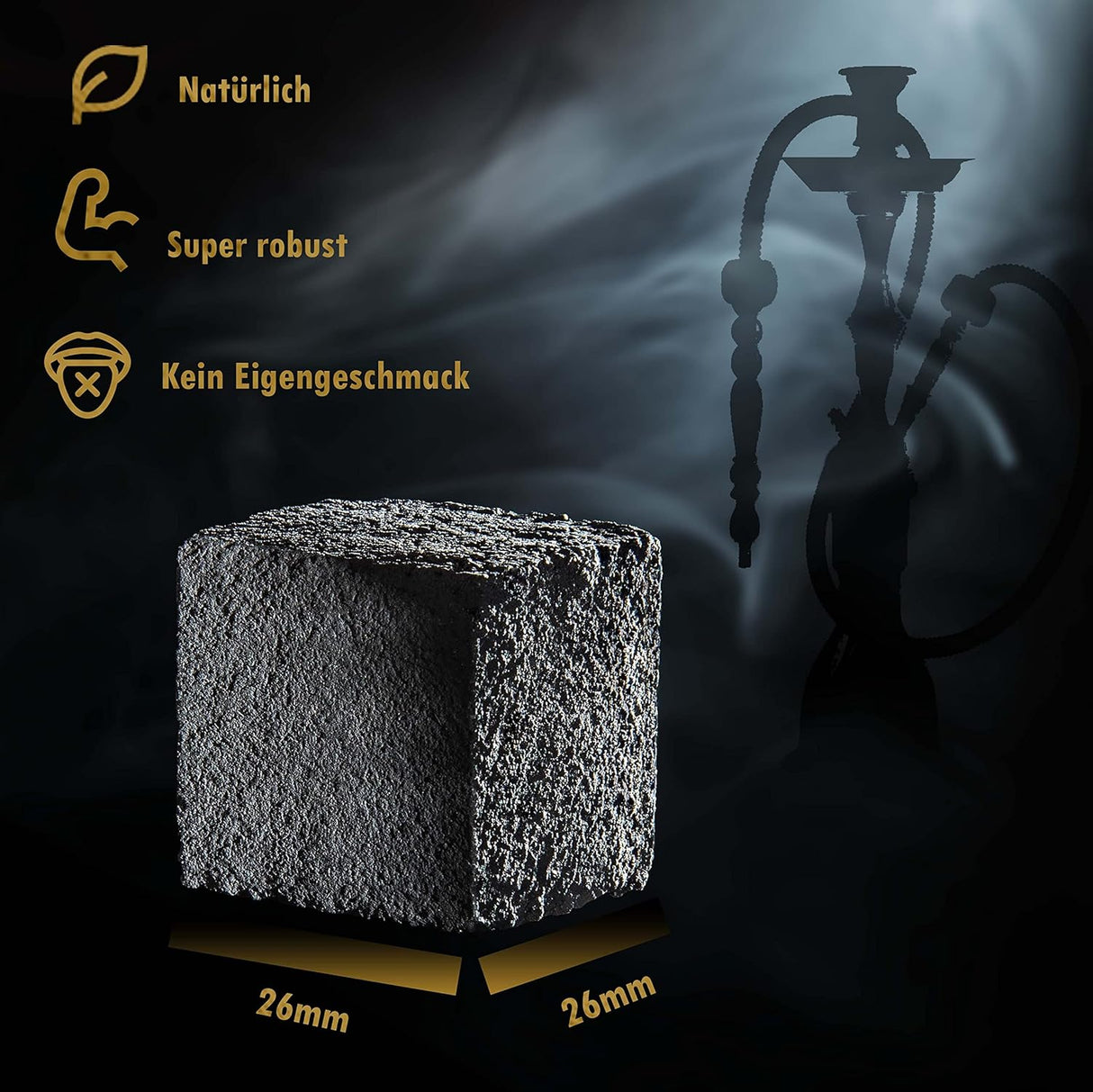 Toros Natural Shisha Charcoal - 26mm, Odourless