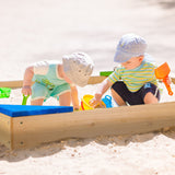 Relaxdays Fir Wood Sandpit with Corner Seats - Outdoor Play